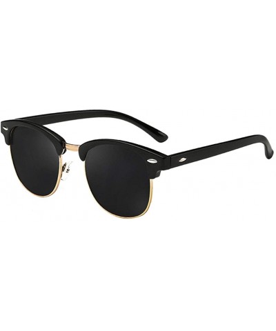 Classic Half Rimless Mens Womens Unisex Polarized Sunglasses - Shiny Black+gray - CD18Q7YZMQD $7.28 Semi-rimless