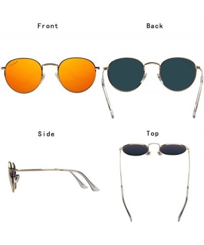 Polarized Round Metal Sunglasses for Women Men PC Lens 3447 - Orange - CV18DDMA3XG $18.10 Round