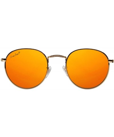 Polarized Round Metal Sunglasses for Women Men PC Lens 3447 - Orange - CV18DDMA3XG $18.10 Round