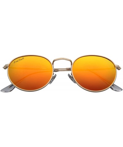 Polarized Round Metal Sunglasses for Women Men PC Lens 3447 - Orange - CV18DDMA3XG $18.10 Round