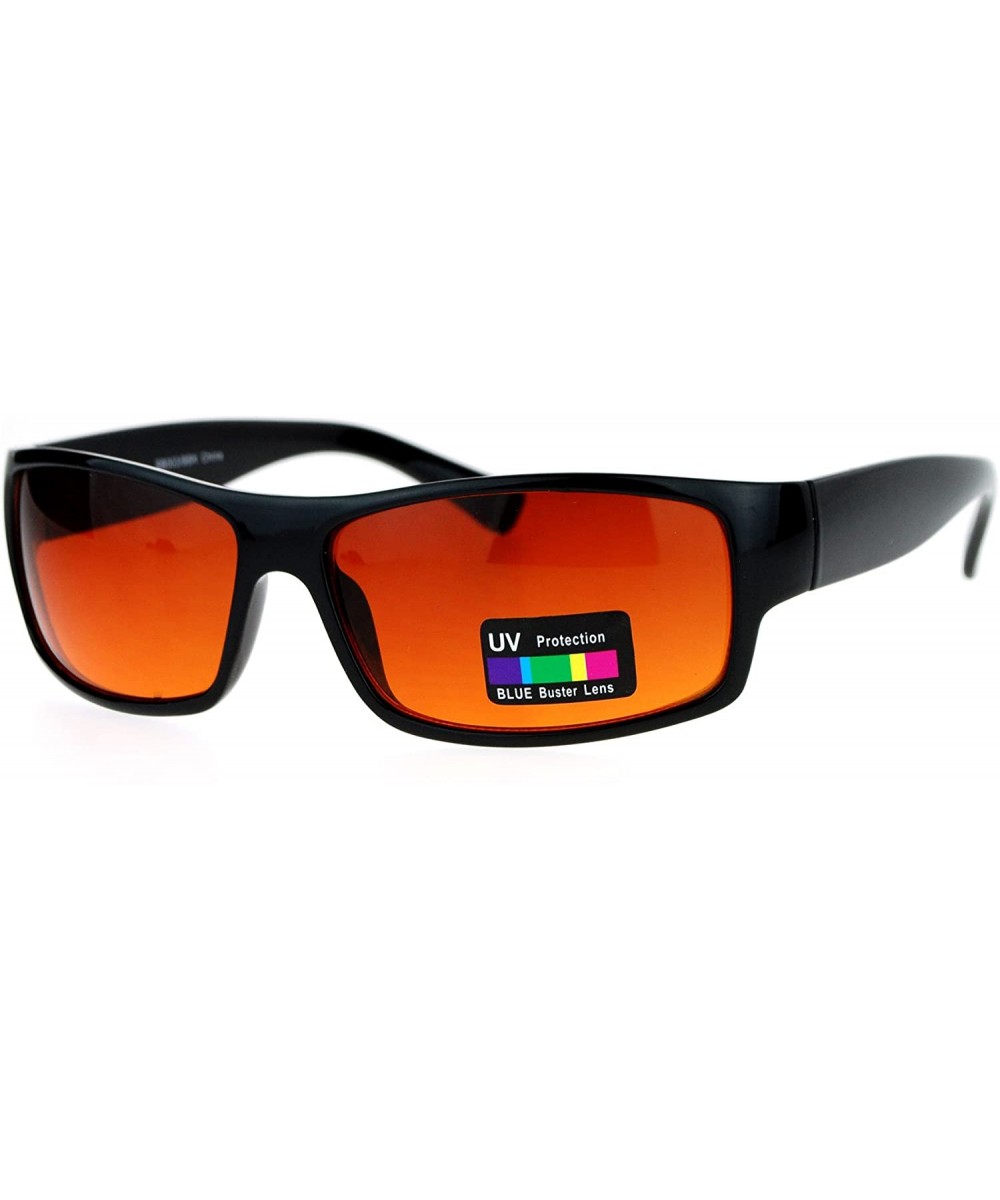 Night Driving Bluebuster Mens Biker Plastic Sport Sunglasses - Blue Buster Amber - CX12N12GW1B $9.43 Rectangular