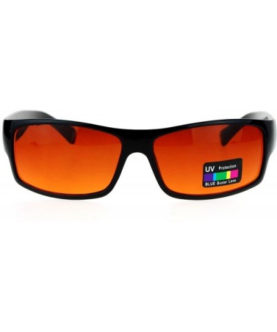 Night Driving Bluebuster Mens Biker Plastic Sport Sunglasses - Blue Buster Amber - CX12N12GW1B $9.43 Rectangular