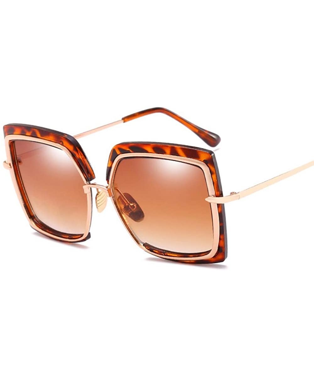 Sunglasses Metal Inner Ring Sunglasses Fashionable Half-frame Women's Anti-ultraviolet - E - CW18Q70TDK3 $25.31 Oversized