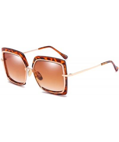 Sunglasses Metal Inner Ring Sunglasses Fashionable Half-frame Women's Anti-ultraviolet - E - CW18Q70TDK3 $25.31 Oversized