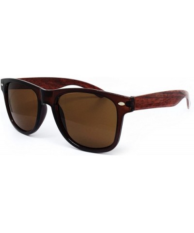 CH52 Faux Wood Reflective polished Horn Rimmed Womens Mens Funky Sunglasses - Faux Wood - CM183OEG38Y $12.13 Round