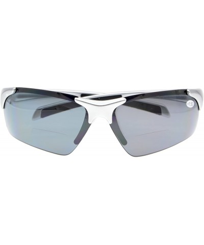 Bifocal Sunglasses with Wrap-Around Sport Design Half Frame for Men and Women - Silver - CN18C3K9O3L $9.78 Sport