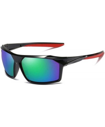 Sport Polarized Sunglasses Men Windproof Sandproof Sunglasses B2430 - Black/Green - CP18E0EUO7S $9.75 Sport