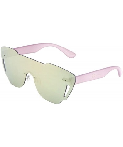 Sobe Rimless Mono One Piece Shield Sunglasses - Pink Transparent Frame - CR18E62KYM3 $8.20 Rimless