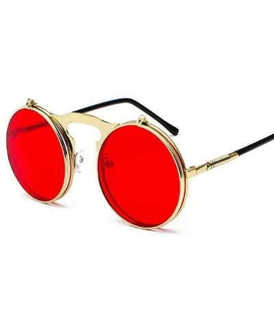 Metal Steampunk Sunglasses Men Women Fashion Round Glasses Brand GoldGray - Goldred - C418XAKKHTC $5.95 Oversized