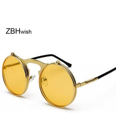 Metal Steampunk Sunglasses Men Women Fashion Round Glasses Brand GoldGray - Goldred - C418XAKKHTC $5.95 Oversized