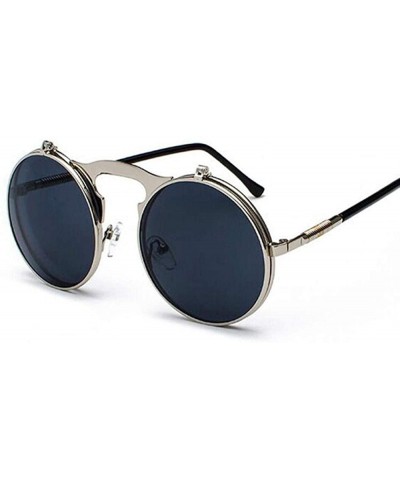 Metal Steampunk Sunglasses Men Women Fashion Round Glasses Brand GoldGray - Goldred - C418XAKKHTC $5.95 Oversized