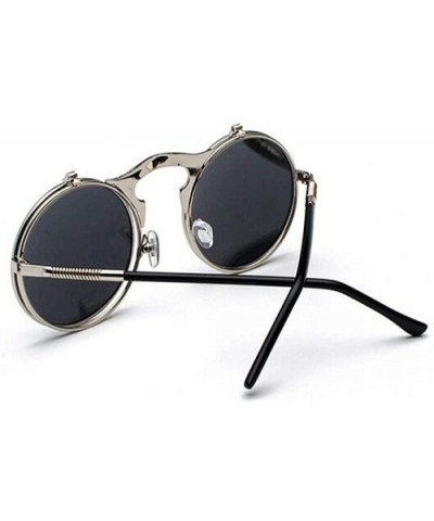 Metal Steampunk Sunglasses Men Women Fashion Round Glasses Brand GoldGray - Goldred - C418XAKKHTC $5.95 Oversized