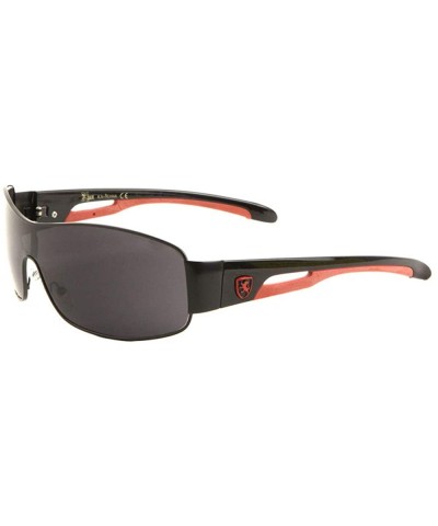 Wide Curved One Piece Shield Lens Sports Temple Sunglasses - Red - CA199D60WYL $14.73 Shield