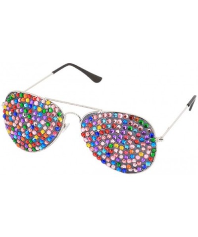 Rhinestone Rave Glasses Goggles with Bling Crystal Glass Lens - Colorful - C818TADWG3C $5.59 Sport