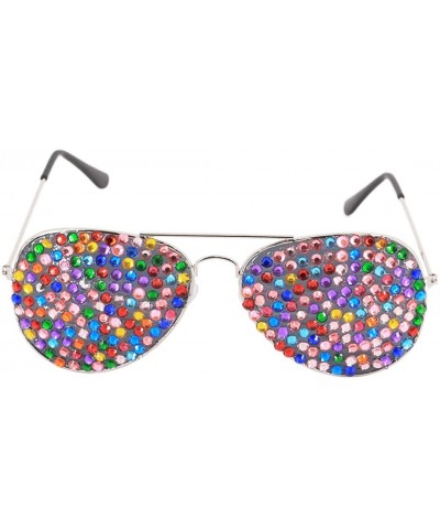 Rhinestone Rave Glasses Goggles with Bling Crystal Glass Lens - Colorful - C818TADWG3C $5.59 Sport