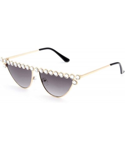 Cateye Rhinestone Sunglasses for Women Fashion Sparkling Crystal Sunglasses - Cat Eye Gradient Grey - C318WM94I8O $6.78 Cat Eye
