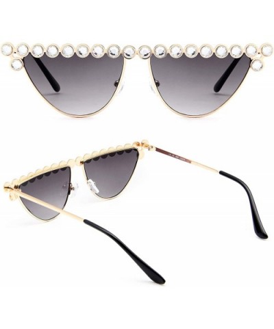 Cateye Rhinestone Sunglasses for Women Fashion Sparkling Crystal Sunglasses - Cat Eye Gradient Grey - C318WM94I8O $6.78 Cat Eye