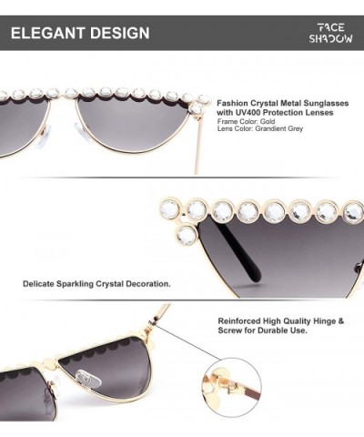 Cateye Rhinestone Sunglasses for Women Fashion Sparkling Crystal Sunglasses - Cat Eye Gradient Grey - C318WM94I8O $6.78 Cat Eye