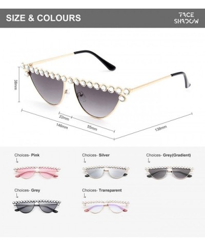 Cateye Rhinestone Sunglasses for Women Fashion Sparkling Crystal Sunglasses - Cat Eye Gradient Grey - C318WM94I8O $6.78 Cat Eye