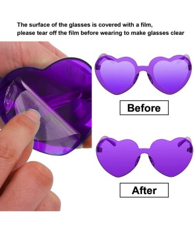 Heart Shaped Sunglasses Rimless Heart Transparent Colored Glasses - Pink- Purple - CH196SYNAZ7 $6.05 Rimless