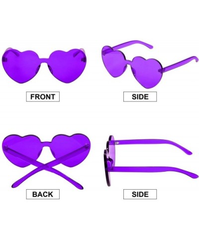 Heart Shaped Sunglasses Rimless Heart Transparent Colored Glasses - Pink- Purple - CH196SYNAZ7 $6.05 Rimless