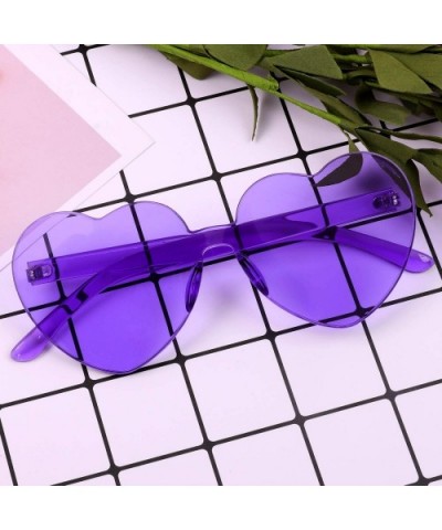 Heart Shaped Sunglasses Rimless Heart Transparent Colored Glasses - Pink- Purple - CH196SYNAZ7 $6.05 Rimless