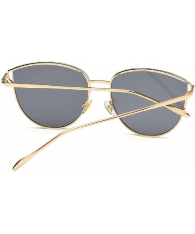 Womens Oversized Sunglasses Cat Eye Metal Frame Mirrored/Gradient Lenses B2428 - Sliver - CI18E5CLQYU $10.67 Oversized