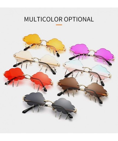 YUMIAOGLS Party Cloud Lightning Sunglasses forWomen/Men Rimless Funny Hip Hop Sun Glasses UV400 - C3 - CY1908GE6DT $8.35 Rimless