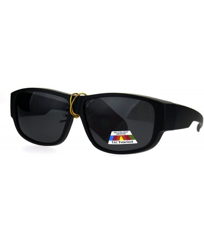 Polarized Mens Fitover OTG Light Weight Rectangular Sunglasses - Matte Black - CM1862Z0XRR $9.75 Rectangular