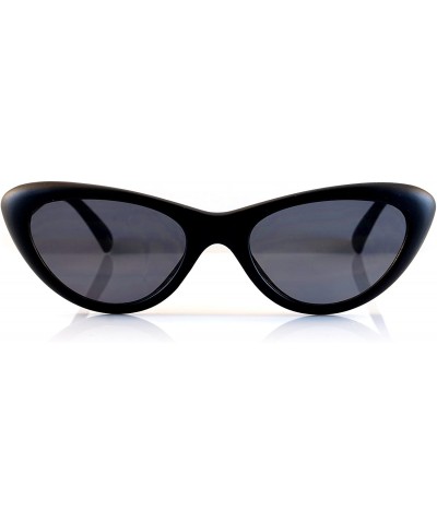Goggles Slim Oval Cat-Eye Gradient Lens Sunglasses A090 - Matt Black/ Black Sd - CA1806U3ILI $6.62 Oval