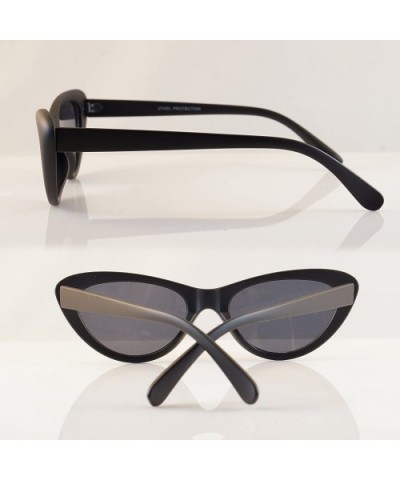 Goggles Slim Oval Cat-Eye Gradient Lens Sunglasses A090 - Matt Black/ Black Sd - CA1806U3ILI $6.62 Oval