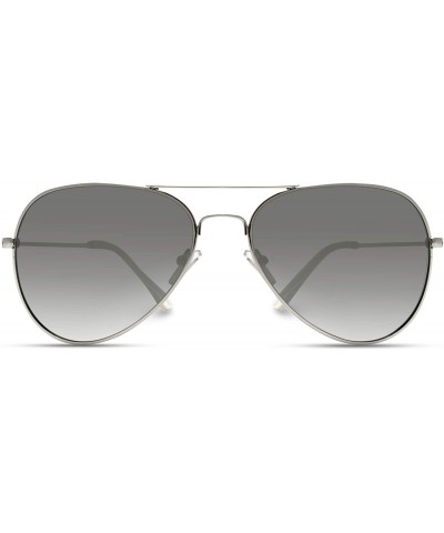 Premium Classic Fashion Design Polarized Lens Aviator Sunglasses - Silver Frame / Mirror Silver Lens - CU184WGH45D $16.43 Oval