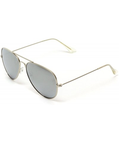 Premium Classic Fashion Design Polarized Lens Aviator Sunglasses - Silver Frame / Mirror Silver Lens - CU184WGH45D $16.43 Oval