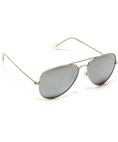 Premium Classic Fashion Design Polarized Lens Aviator Sunglasses - Silver Frame / Mirror Silver Lens - CU184WGH45D $16.43 Oval