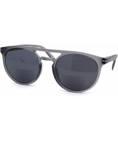Flat Top Hipster Horn Rim Round Keyhole Bi-focal Reading Sunglasses - Grey Slate Black - C318X6YIC6Q $8.54 Round