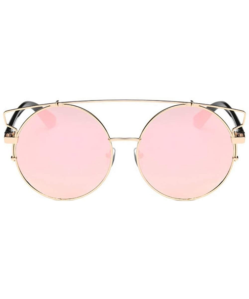 Women Men Vintage Round Metal Frame Glasses Unisex Fashion Mirror Lens Sunglasses - E - CZ18SRYED0E $6.98 Goggle