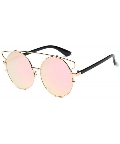 Women Men Vintage Round Metal Frame Glasses Unisex Fashion Mirror Lens Sunglasses - E - CZ18SRYED0E $6.98 Goggle