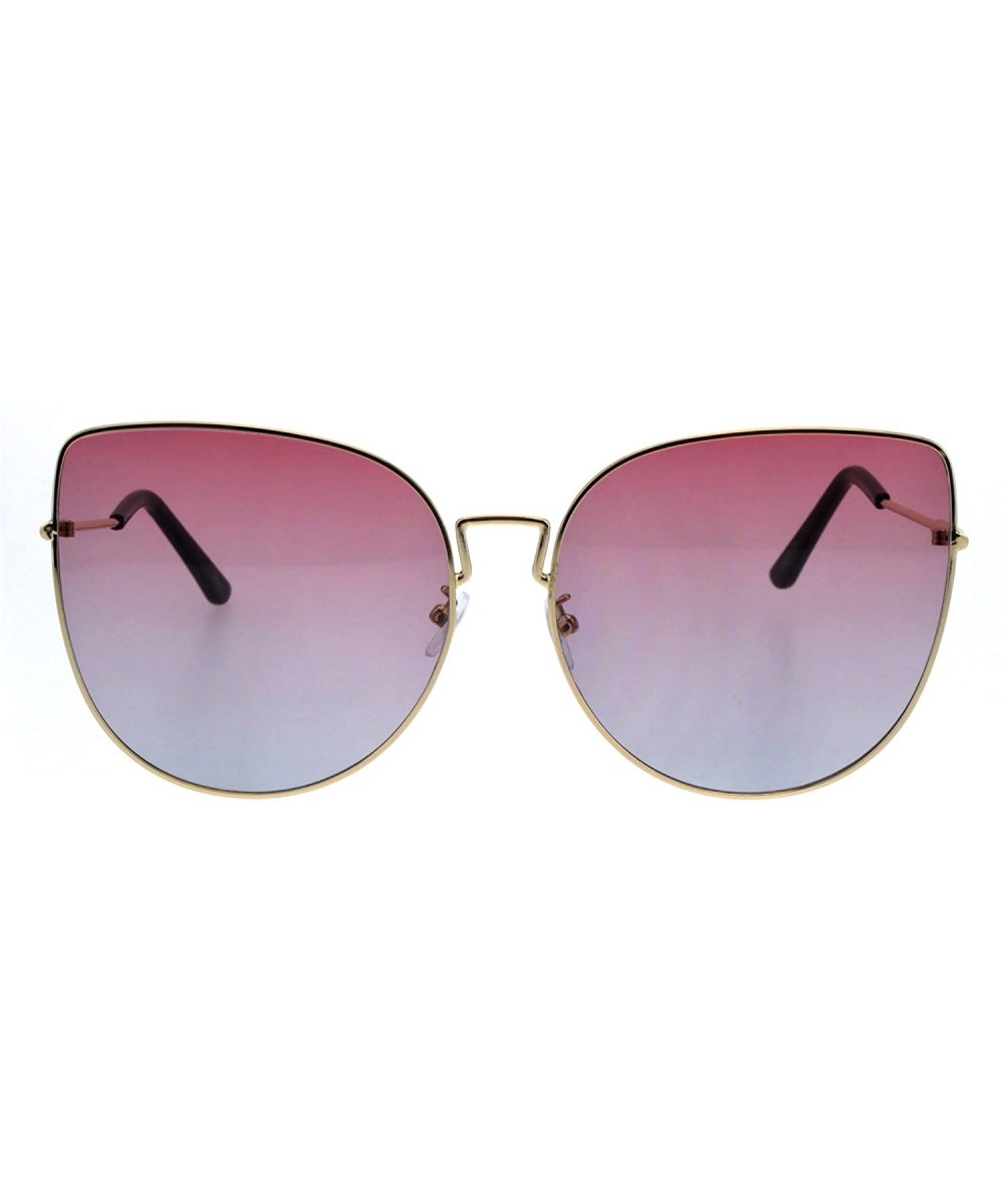 Womens Butterfly Metal Rim Retro Oceanic Gradient Lens Sunglasses - Gold Pink Blue - CB18E092TZ0 $10.85 Oversized