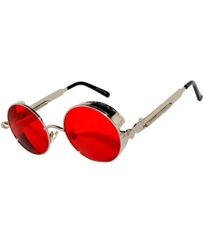 Steampunk Retro Gothic Vintage Colored Metal Round Circle Frame Sunglasses Colored Lens - CS182GQ7S0X $17.02 Round
