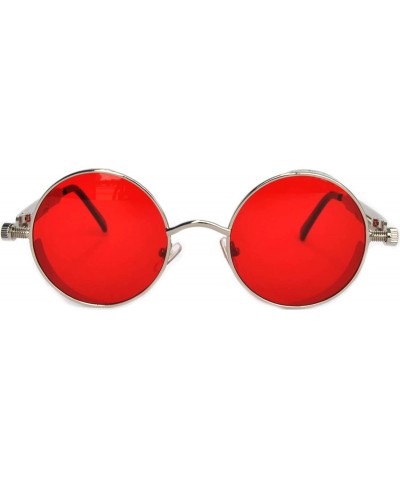 Steampunk Retro Gothic Vintage Colored Metal Round Circle Frame Sunglasses Colored Lens - CS182GQ7S0X $17.02 Round