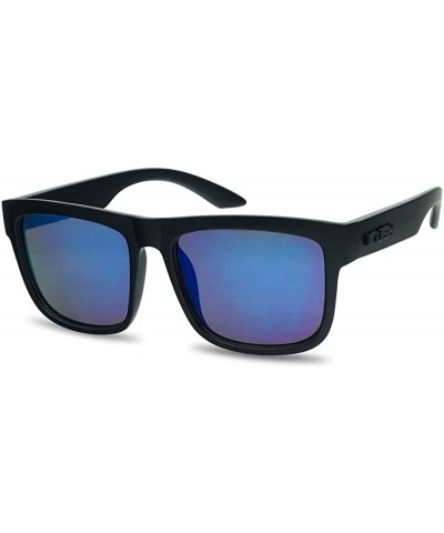 Classic Square Transparent Frame Sunglasses Mirrored Retro Sport Fashion Shades - Black Frame - Blue - CB18UZHAQDN $7.91 Oval