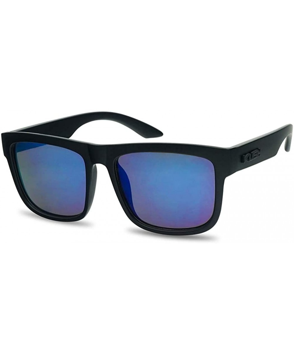 Classic Square Transparent Frame Sunglasses Mirrored Retro Sport Fashion Shades - Black Frame - Blue - CB18UZHAQDN $7.91 Oval