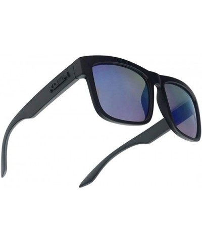 Classic Square Transparent Frame Sunglasses Mirrored Retro Sport Fashion Shades - Black Frame - Blue - CB18UZHAQDN $7.91 Oval