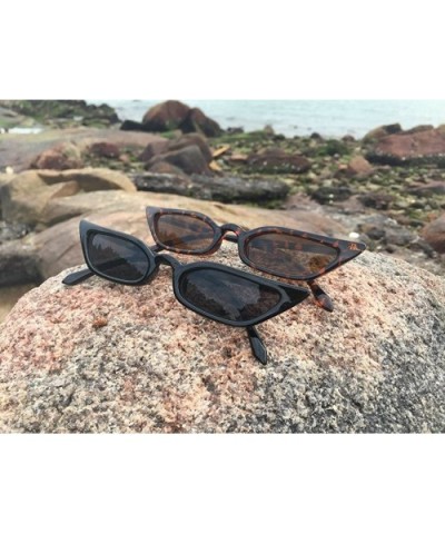 Vintage Retro Cateye Sunglasses for Women Narrow Skinny Small Cat Eye Glasses - Black+tortoise - CO18D65RRXS $14.28 Square