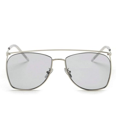 Oversized Unisex Sunglasses Fashion Brand Designer Metal Frame Square Sun glasses UV400 - Clear&gray - CH18LTWAQAK $11.83 Ove...