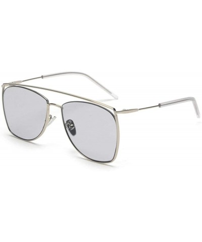 Oversized Unisex Sunglasses Fashion Brand Designer Metal Frame Square Sun glasses UV400 - Clear&gray - CH18LTWAQAK $11.83 Ove...