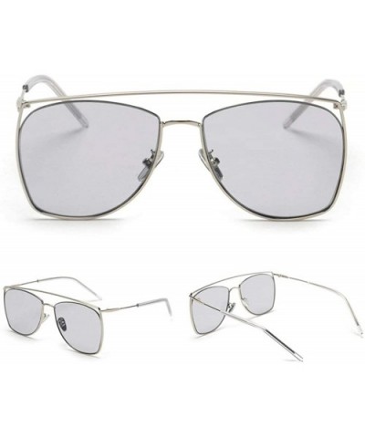 Oversized Unisex Sunglasses Fashion Brand Designer Metal Frame Square Sun glasses UV400 - Clear&gray - CH18LTWAQAK $11.83 Ove...