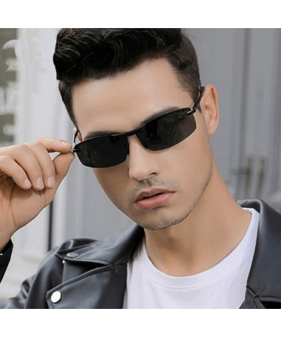 Unisex Polarized Aluminum Sunglasses Vintage Men/Women Driving Sun Glasses - Black P Gray - C1190RILA5L $18.90 Rectangular