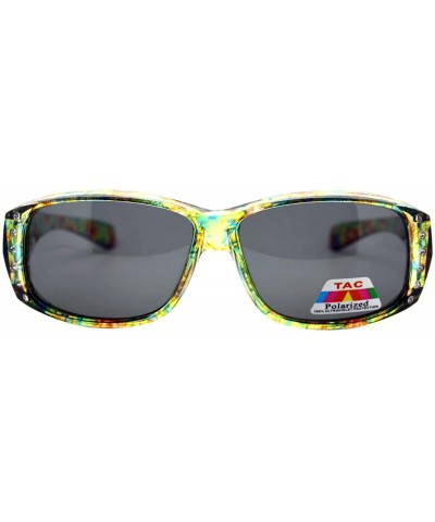 Womens Fit Over Glasses Polarized Sunglasses Rhinestones Floral - Yellow Green - CV1880O5DHO $11.18 Butterfly