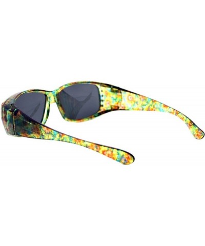 Womens Fit Over Glasses Polarized Sunglasses Rhinestones Floral - Yellow Green - CV1880O5DHO $11.18 Butterfly